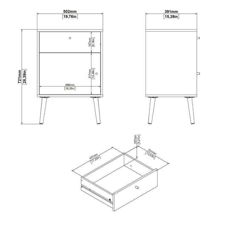 Comodino 1 anta bianco 50x39x72h cm - Antenati