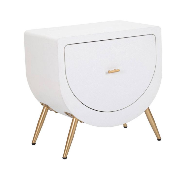 Comodino 1 anta bianco e oro 50x32x50h cm - Suze