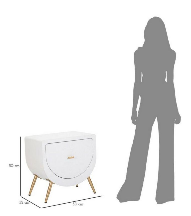 Comodino 1 anta bianco e oro 50x32x50h cm - Suze