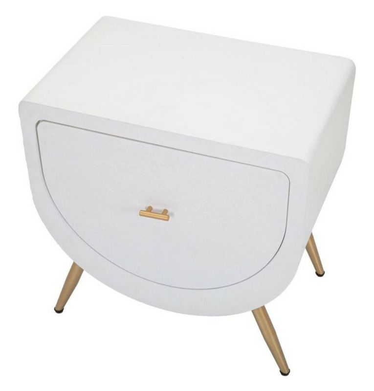 Comodino 1 anta bianco e oro 50x32x50h cm - Suze