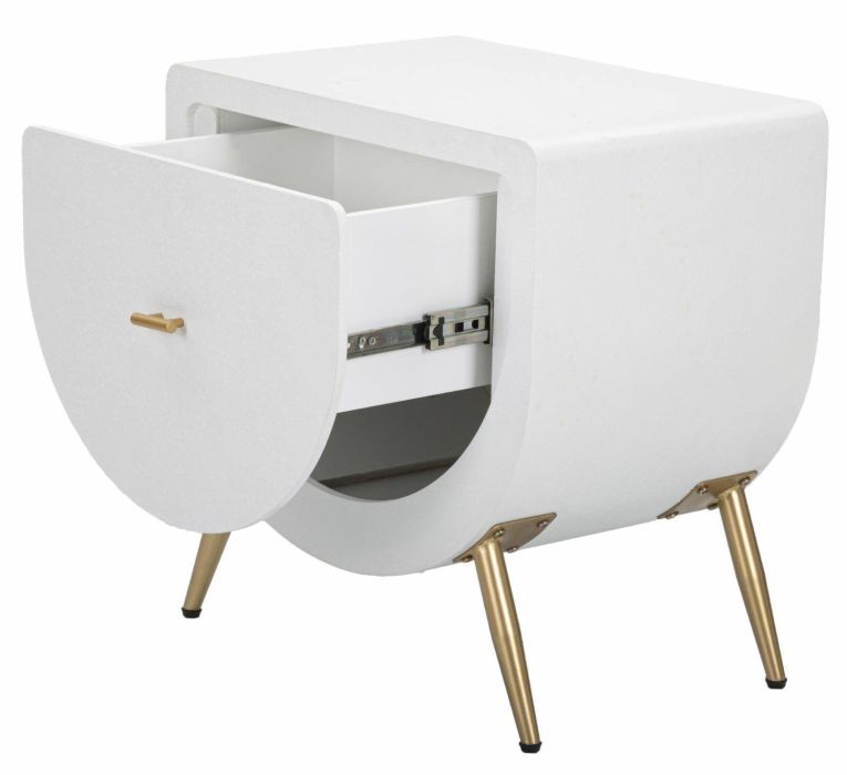 Comodino 1 anta bianco e oro 50x32x50h cm - Suze