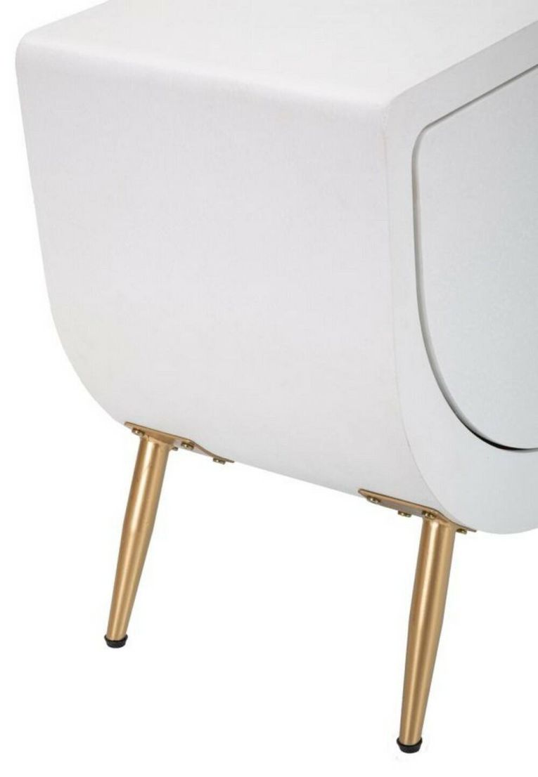 Comodino 1 anta bianco e oro 50x32x50h cm - Suze