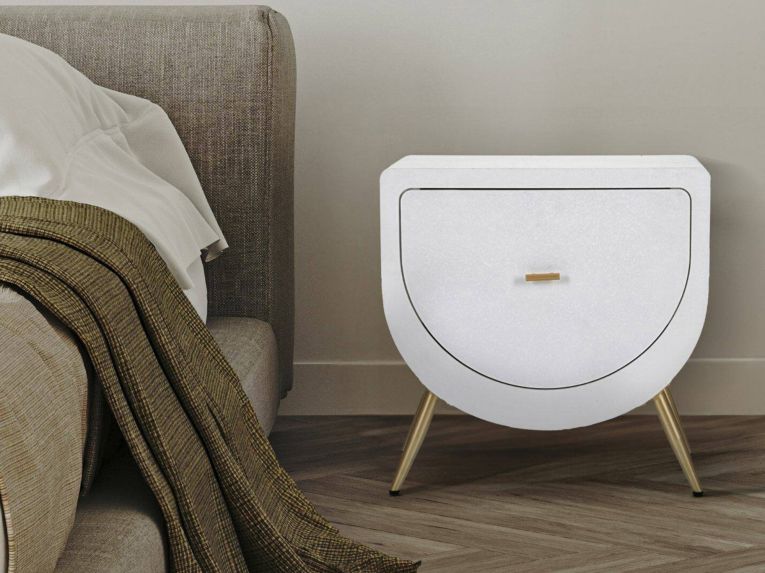Comodino 1 anta bianco e oro 50x32x50h cm - Suze