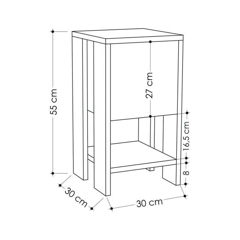 Comodino 1 anta bianco e tortora 30x30x55h cm - Filippa