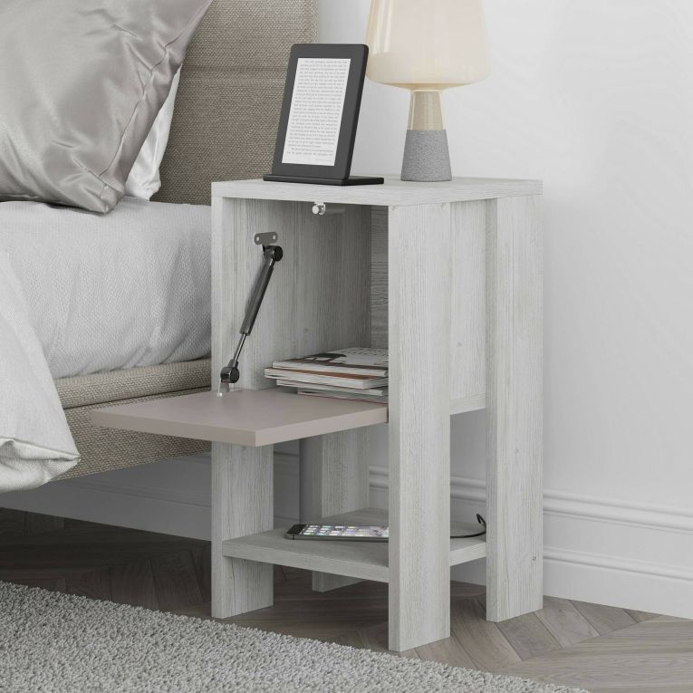 Comodino 1 anta bianco e tortora 30x30x55h cm - Filippa