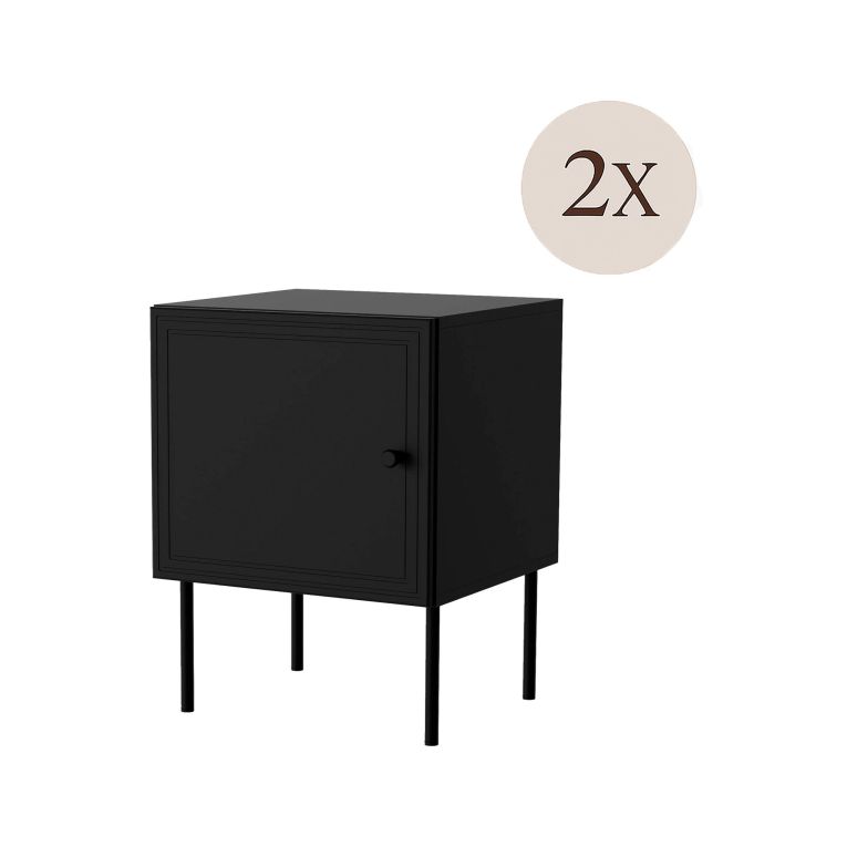 Comodino 1 anta nero 45x39x59h cm - Set di 2 comodini Crecchio