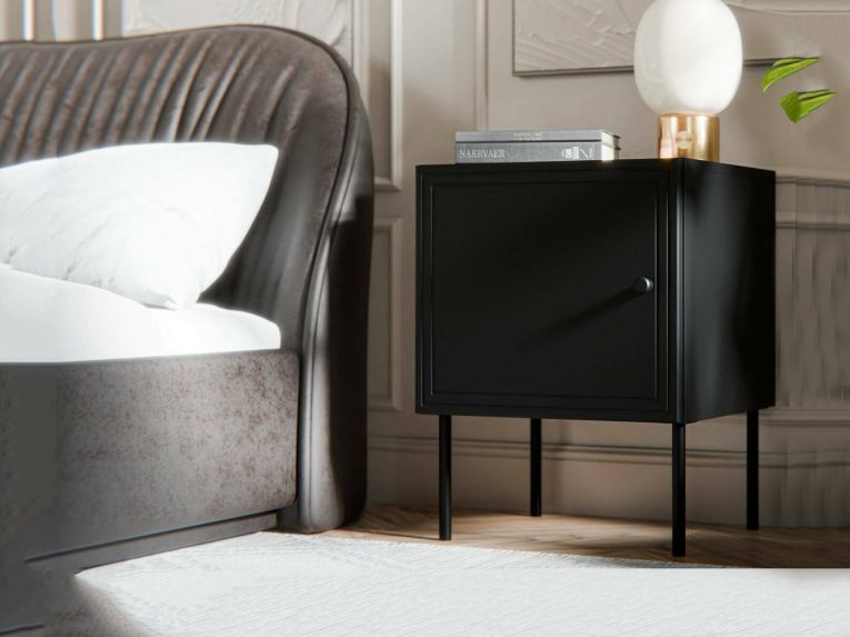 Comodino 1 anta nero 45x39x59h cm - Set di 2 comodini Crecchio