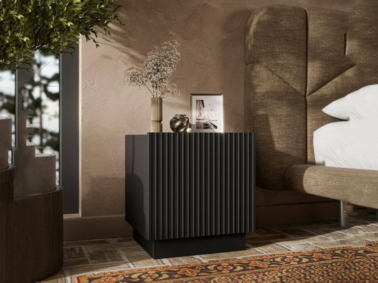 Comodino 1 anta nero 47x40x44h cm - Set di 2 comodini Revo
