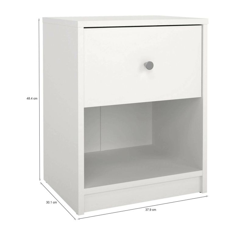 Comodino 1 cassetto bianco 37x30x48h cm - Kastri