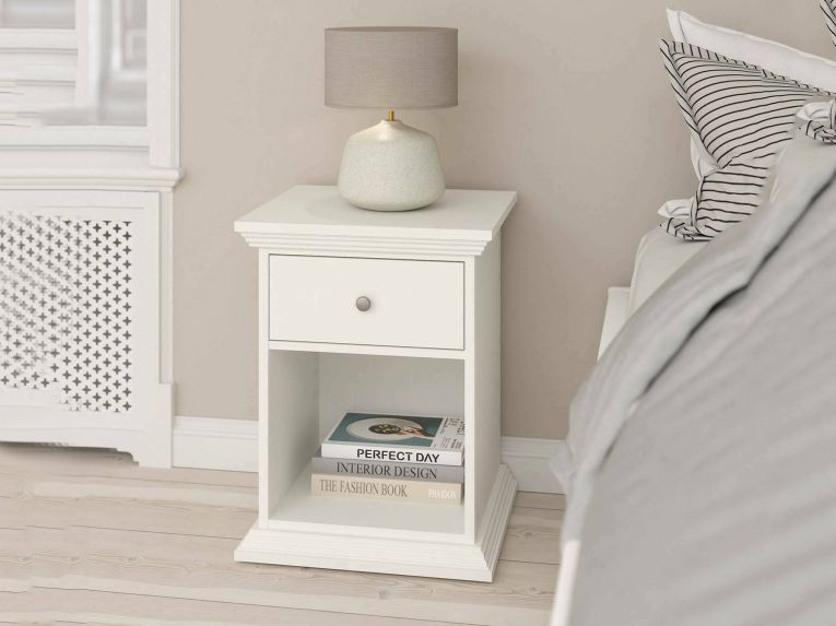 Comodino 1 cassetto bianco 47x43x63h cm - Pascal