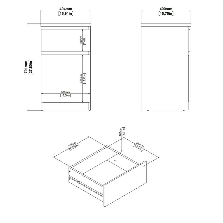 Comodino 1 cassetto rovere 40x40x70h cm - Delfini