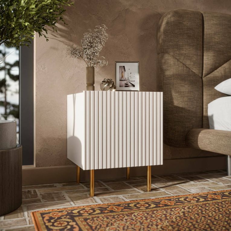 Comodino 1 ripiano beige 44x40x51h cm - Set di 2 comodini Farini