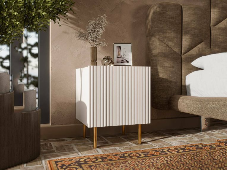 Comodino 1 ripiano beige 44x40x51h cm - Set di 2 comodini Farini