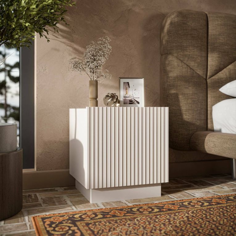 Comodino 1 ripiano beige 47x40x44h cm - Set di 2 comodini Revo