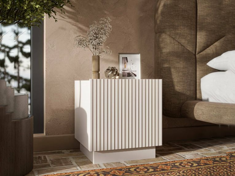 Comodino 1 ripiano beige 47x40x44h cm - Set di 2 comodini Revo