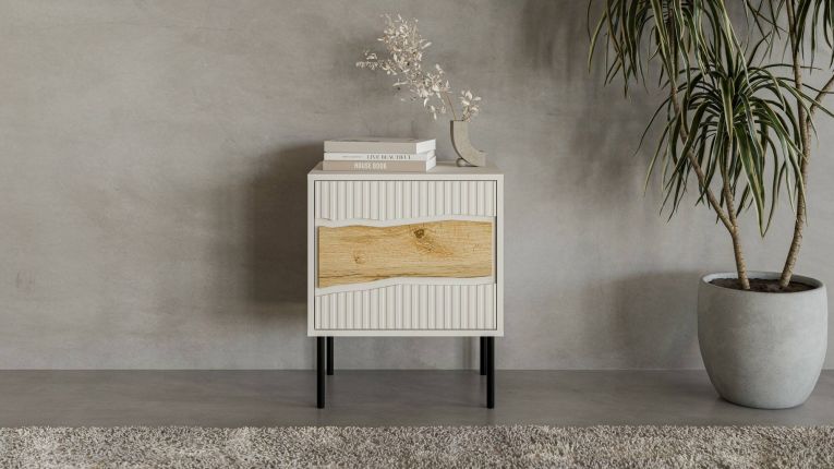 Comodino 1 ripiano beige 50x40x61h cm - Set di 2 comodini Ussana