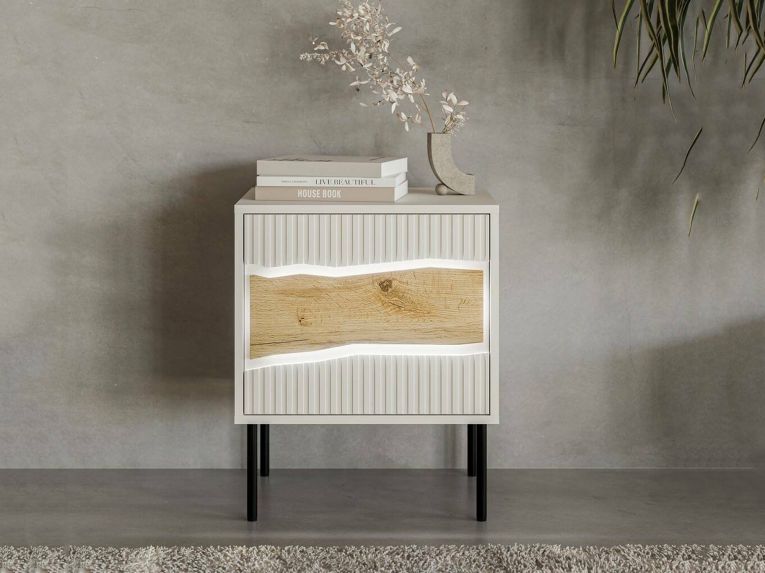 Comodino 1 ripiano beige 50x40x61h cm - Set di 2 comodini Ussana