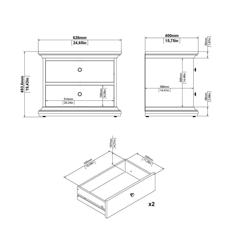 Comodino 1 ripiano bianco 62x40x49h cm - Almera