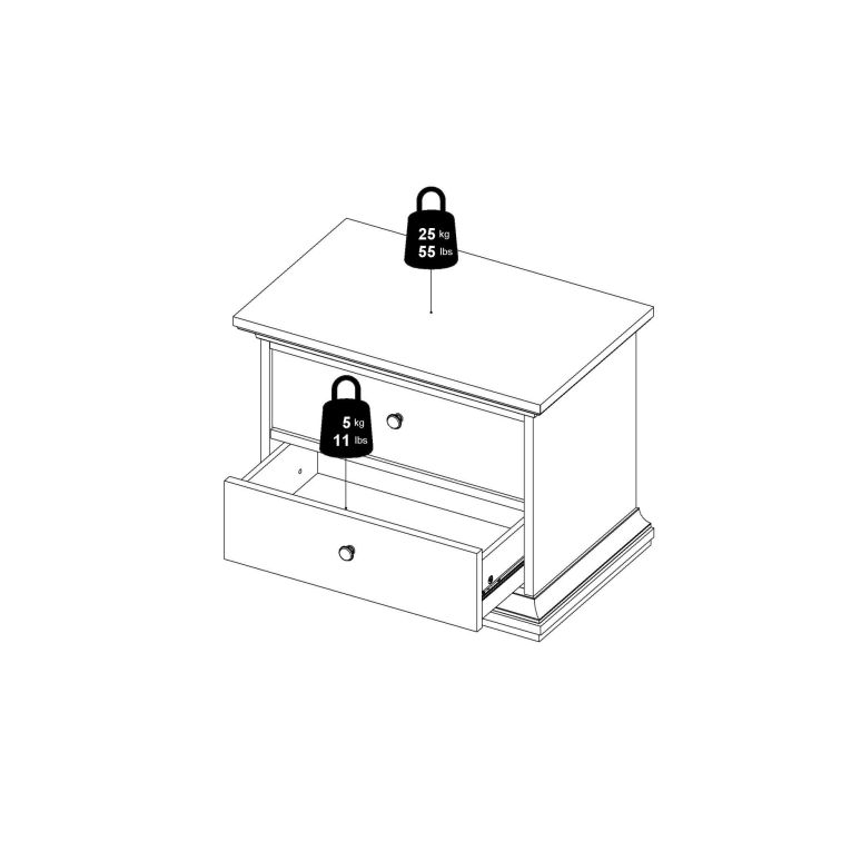 Comodino 1 ripiano bianco 62x40x49h cm - Almera