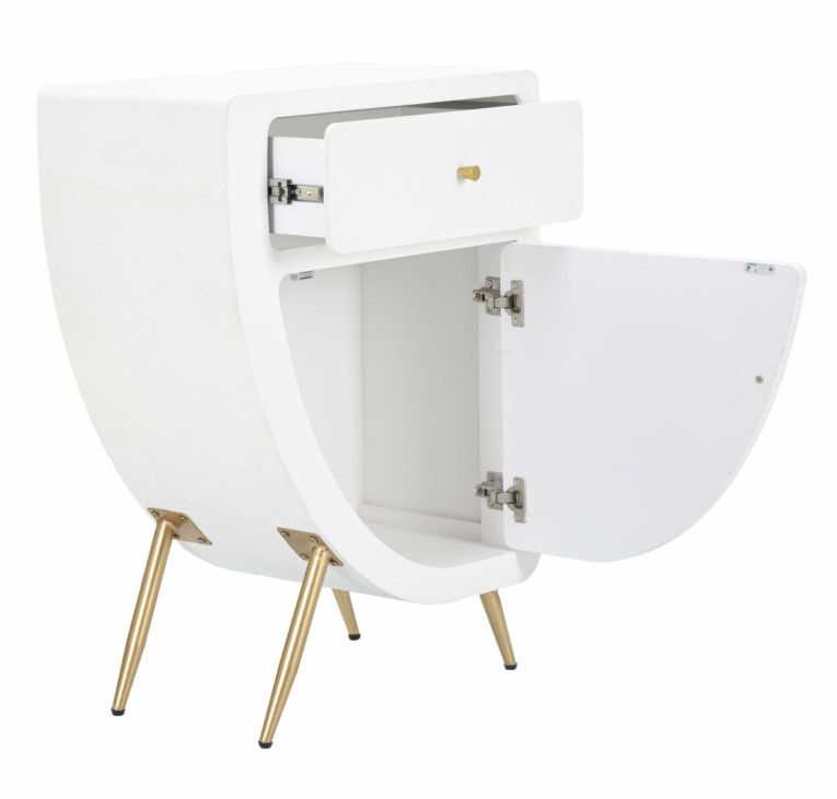 Comodino 1 ripiano bianco e oro 60x32x79h cm - Suze