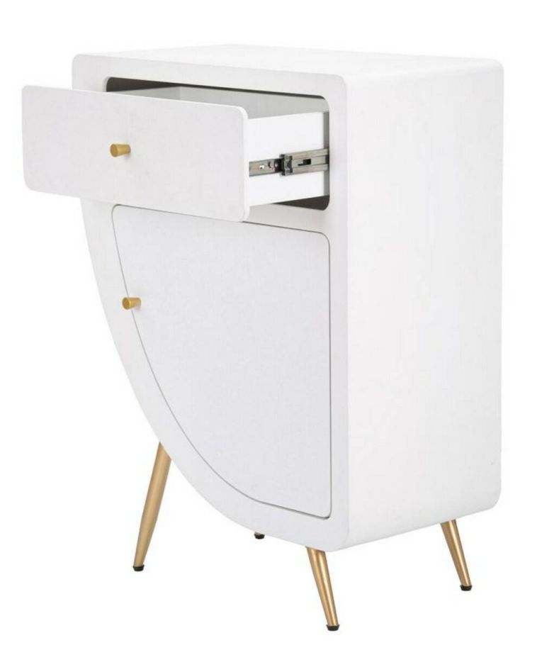Comodino 1 ripiano bianco e oro 60x32x79h cm - Suze