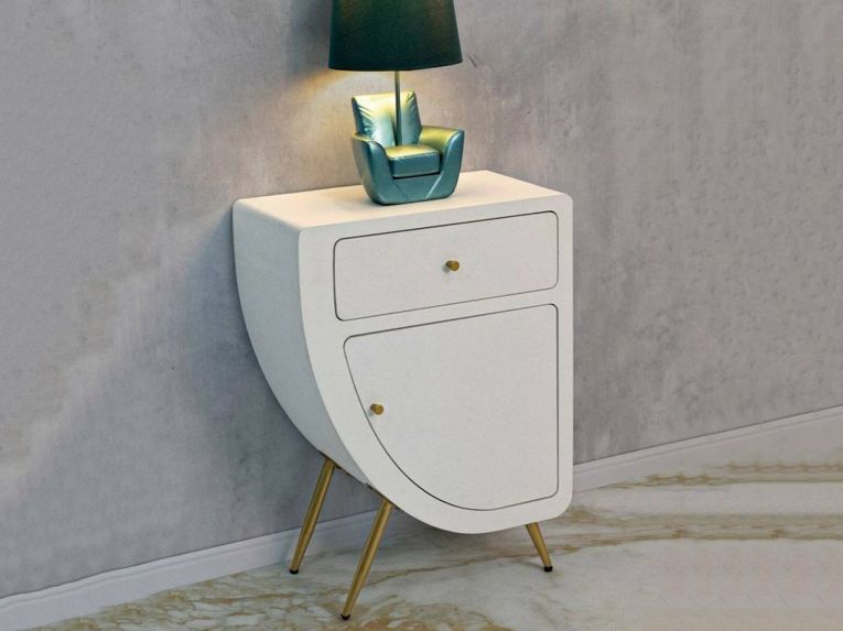 Comodino 1 ripiano bianco e oro 60x32x79h cm - Suze