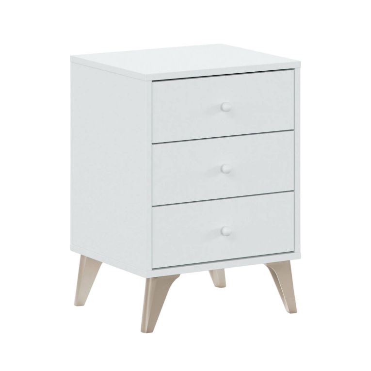 Comodino 1 ripiano bianco e rovere 40x33x56h cm - Attina