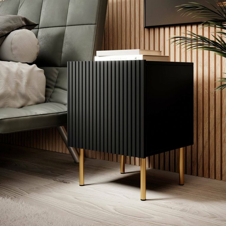 Comodino 1 ripiano nero 44x40x51h cm - Set di 2 comodini Farini