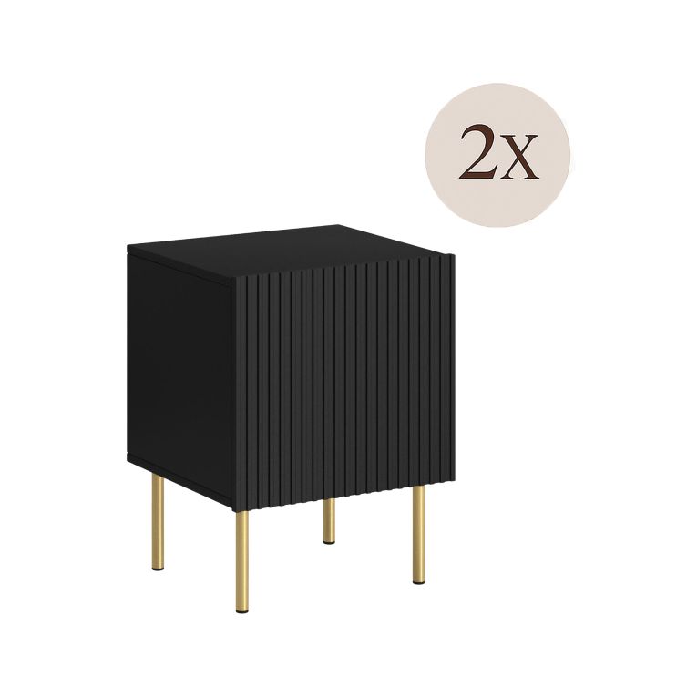 Comodino 1 ripiano nero 44x40x51h cm - Set di 2 comodini Farini