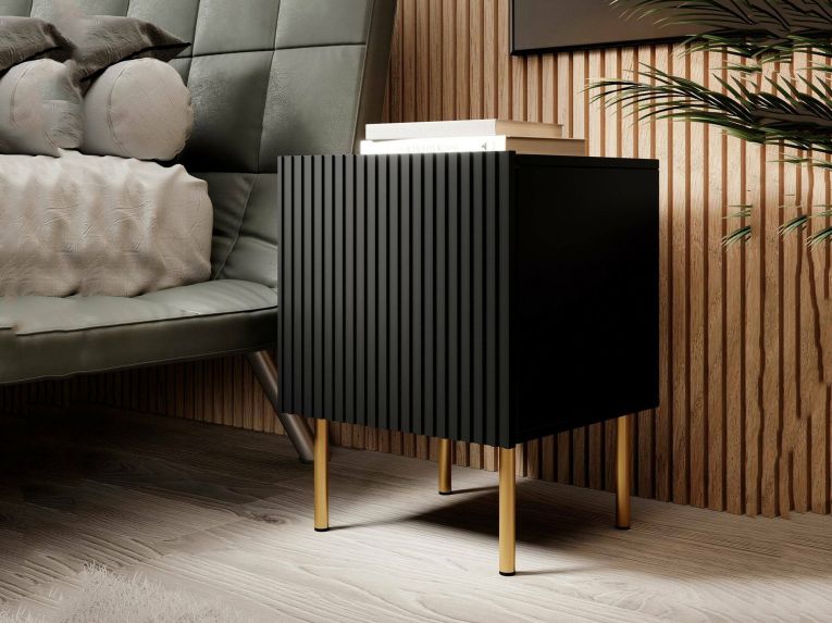 Comodino 1 ripiano nero 44x40x51h cm - Set di 2 comodini Farini