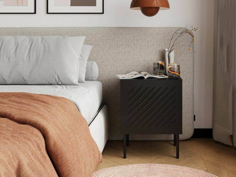 Comodino 1 ripiano nero 45x42x59h cm - Set di 2 comodini Viano