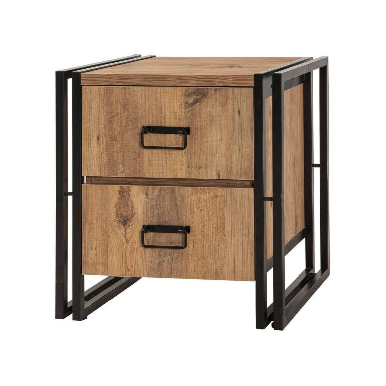 Comodino 1 ripiano quercia e nero 52x40x55h cm - Pantaleon
