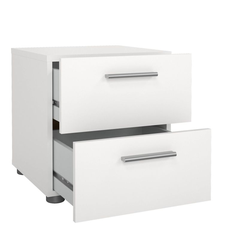 Comodino 2 cassetti bianco 40x40x42h cm - Apolla