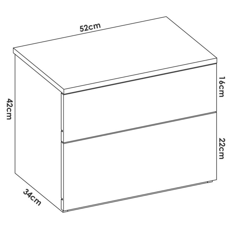Comodino 2 cassetti bianco 52x34x42h cm - Acri