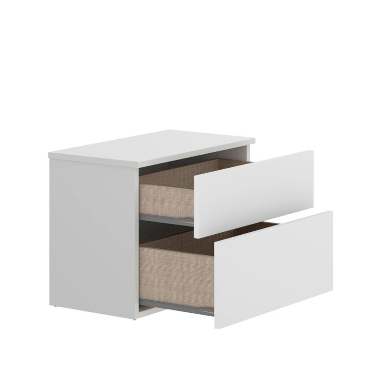 Comodino 2 cassetti bianco 52x34x42h cm - Acri