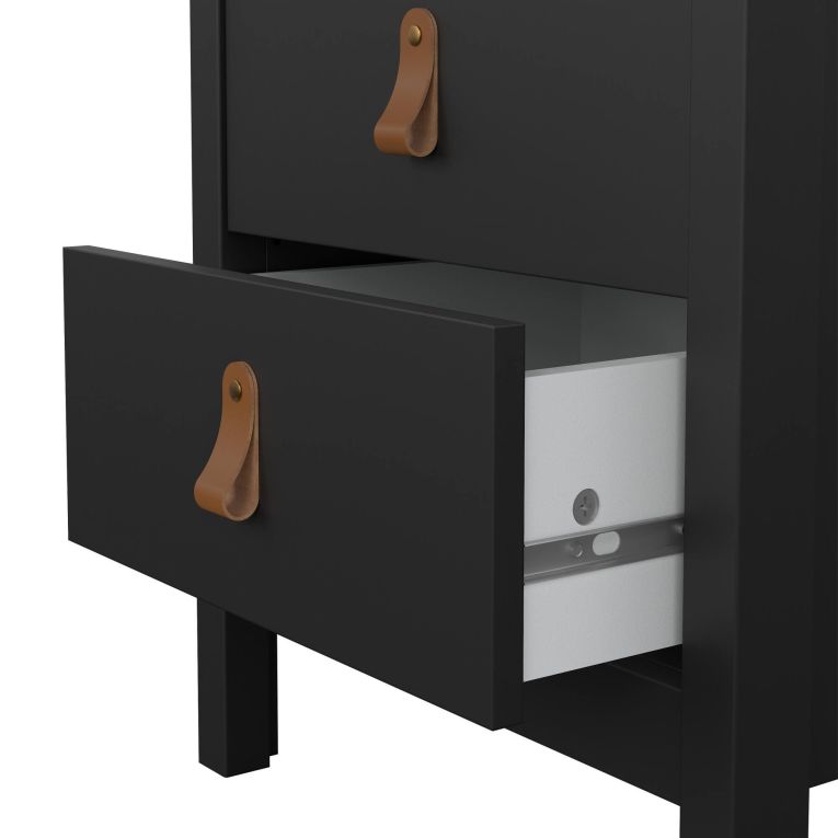 Comodino 2 cassetti nero 43x38x54h cm - Fred