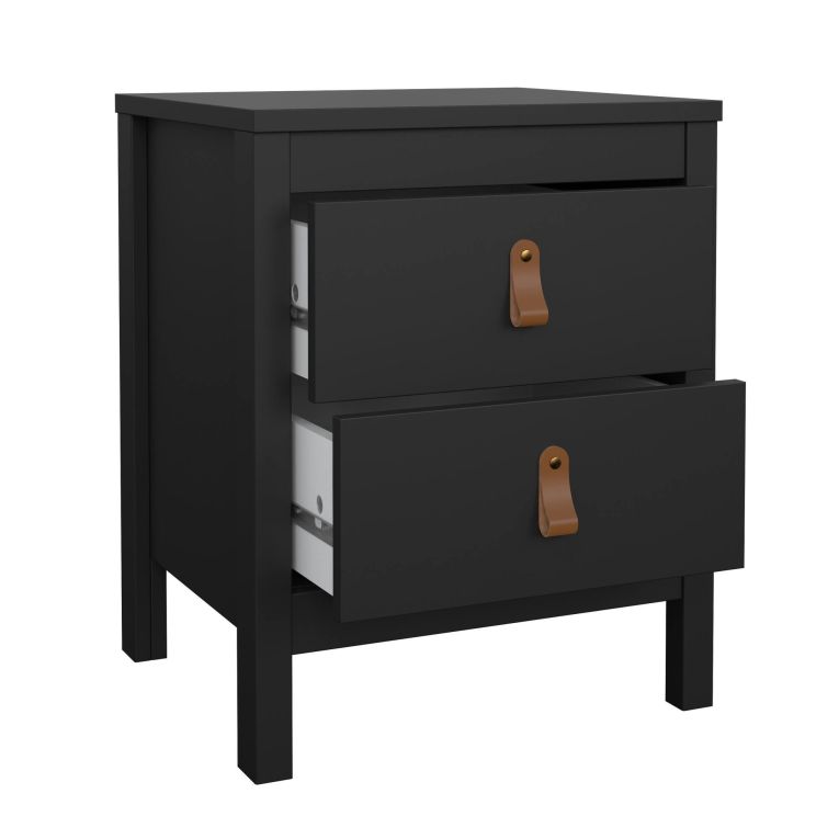 Comodino 2 cassetti nero 43x38x54h cm - Fred
