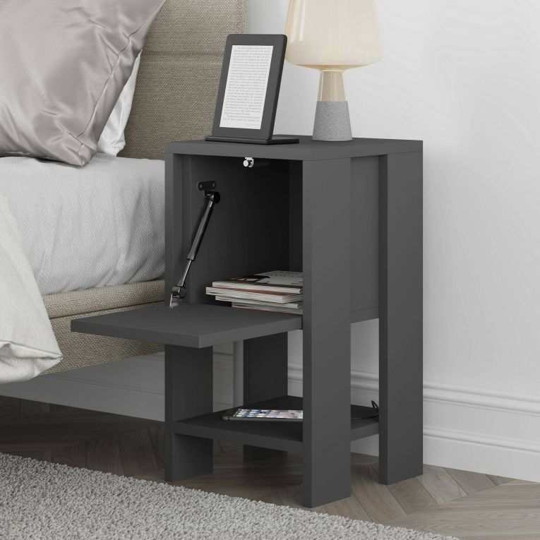 Comodino 2 ripiani antracite 30x30x55h cm - Filippa