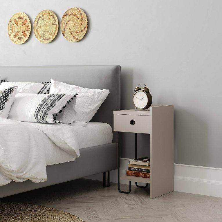 Comodino 2 ripiani beige 32x30x61h cm - Halola
