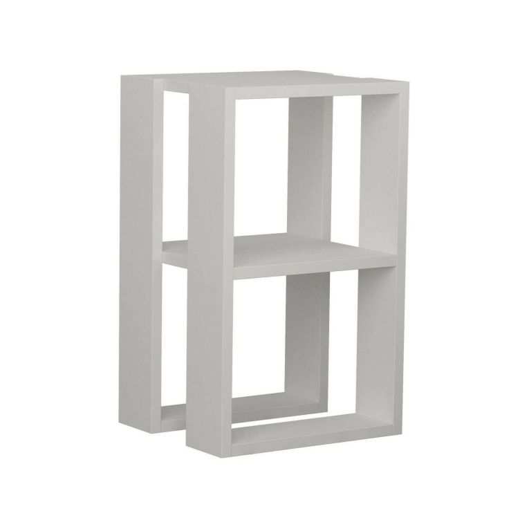 Comodino 2 ripiani bianco 30x30x55h cm - Alfreda