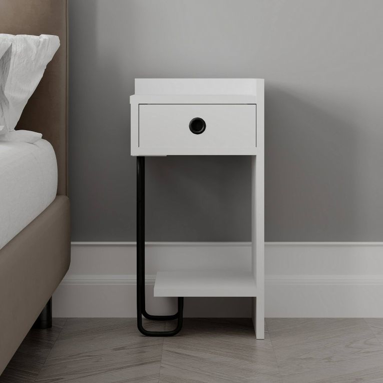 Comodino 2 ripiani bianco 32x30x61h cm - Halola
