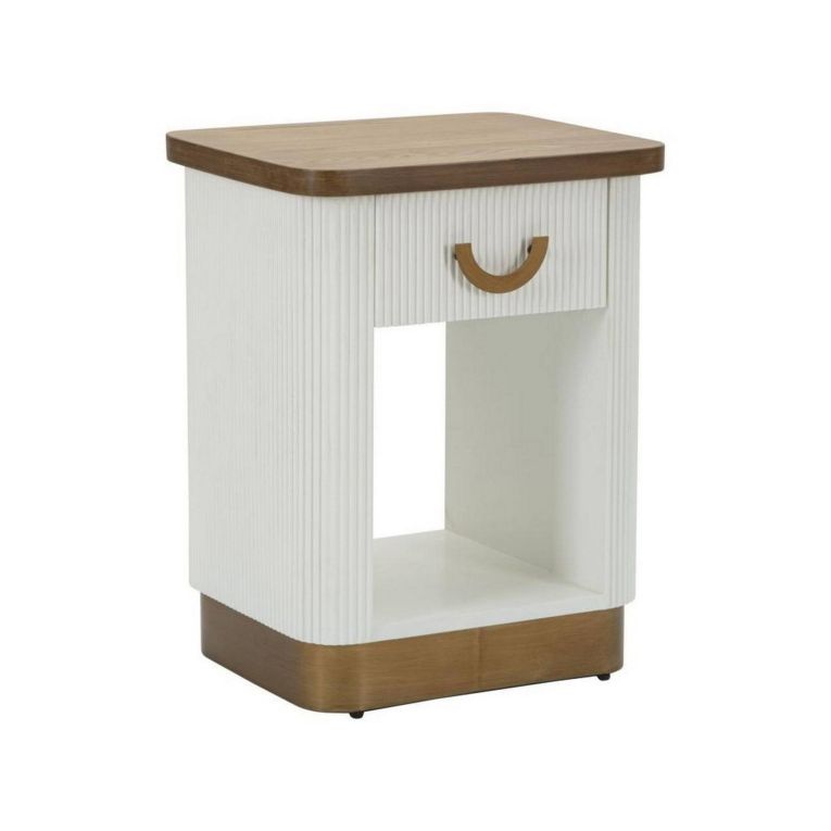 Comodino 2 ripiani bianco e marrone 48x40x62h cm - Fagends