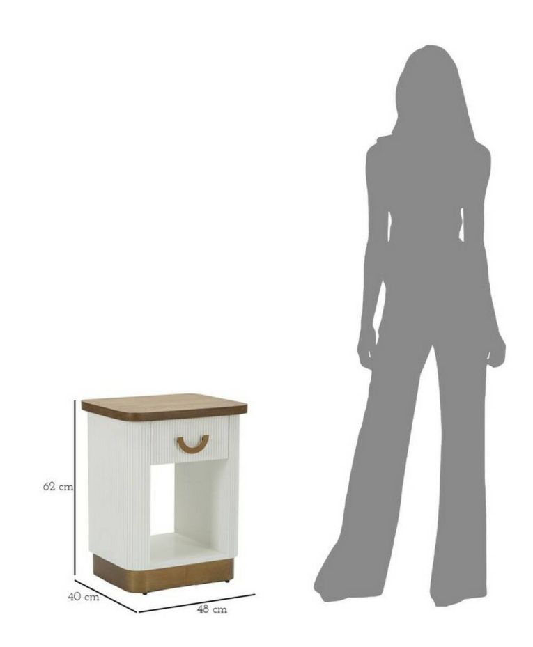Comodino 2 ripiani bianco e marrone 48x40x62h cm - Fagends