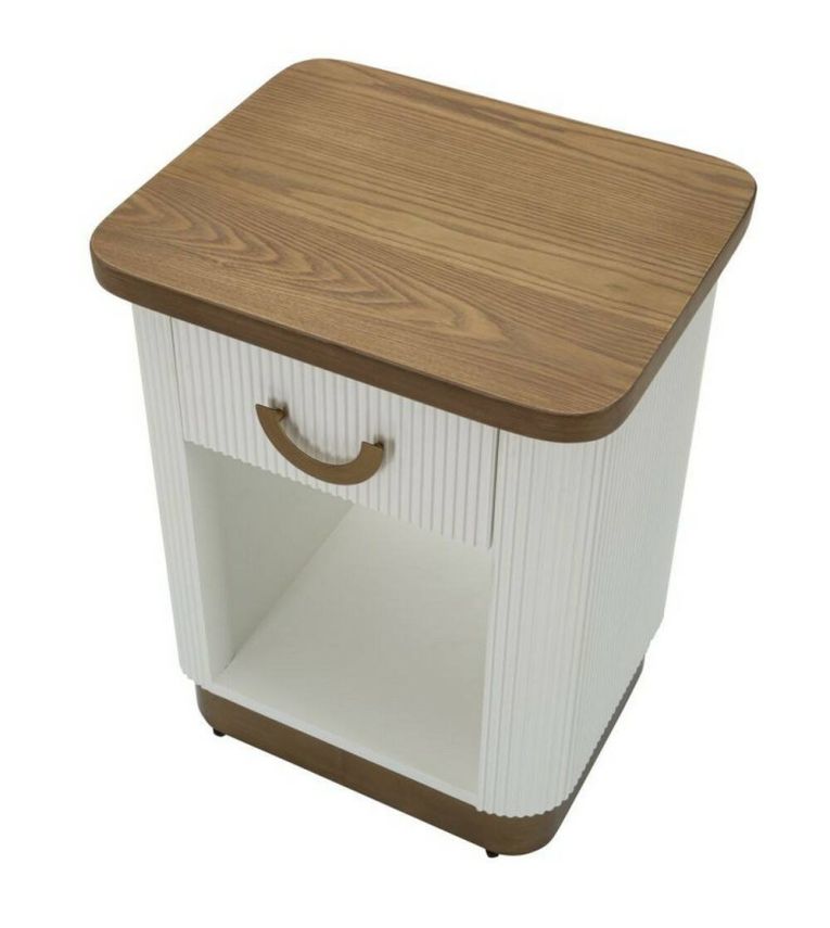 Comodino 2 ripiani bianco e marrone 48x40x62h cm - Fagends