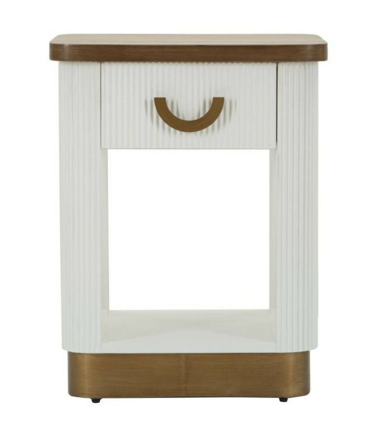 Comodino 2 ripiani bianco e marrone 48x40x62h cm - Fagends