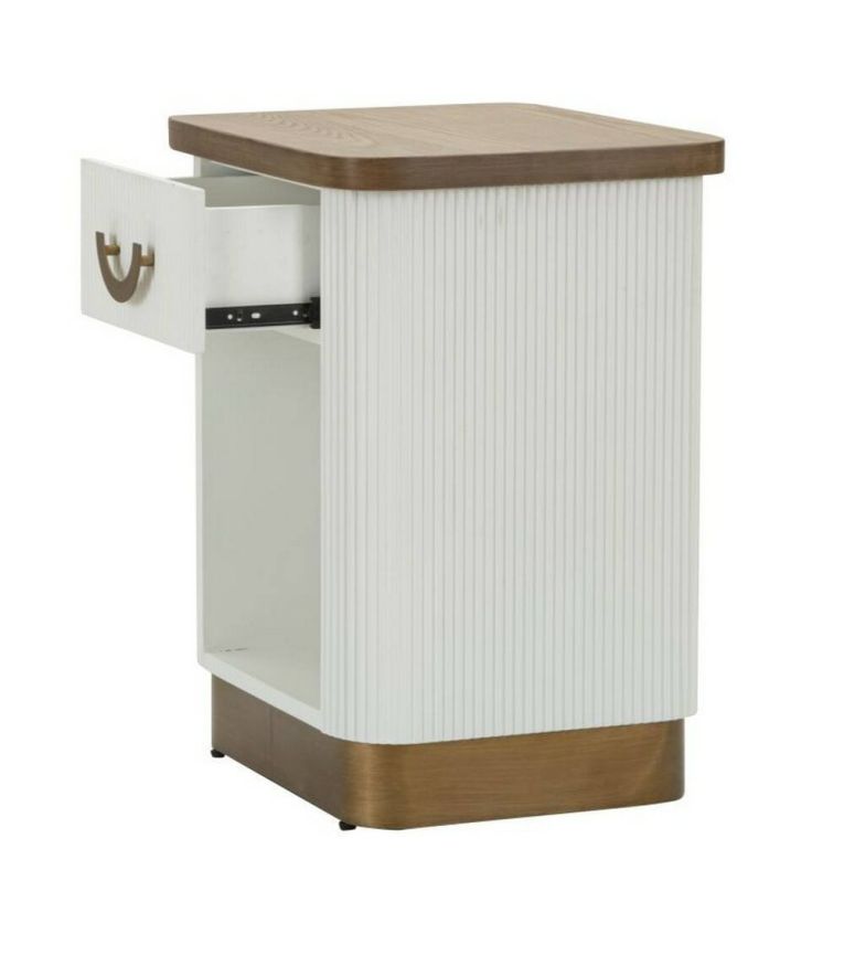 Comodino 2 ripiani bianco e marrone 48x40x62h cm - Fagends