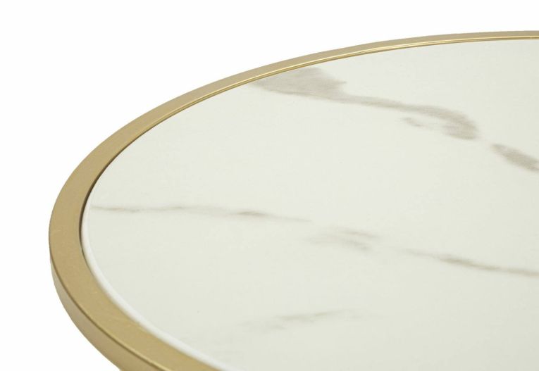 Comodino 2 ripiani bianco e oro 43x43x48h cm - Piandisco