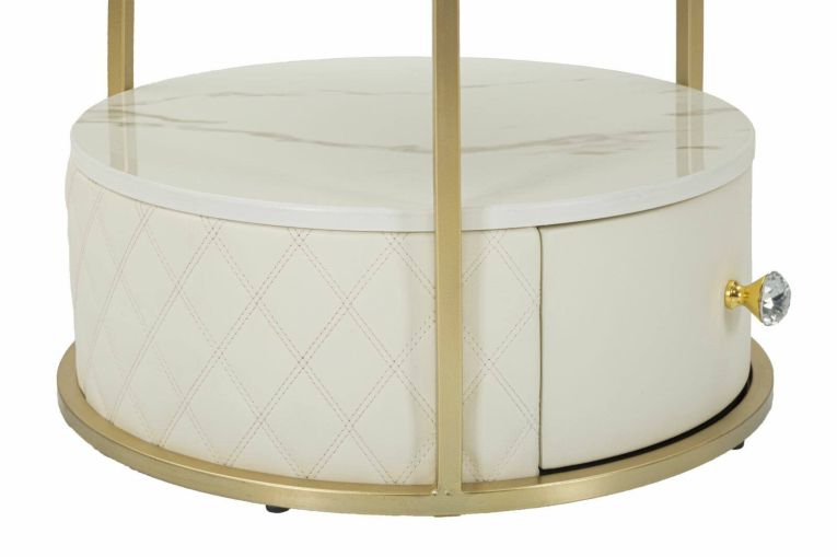 Comodino 2 ripiani bianco e oro 43x43x48h cm - Piandisco