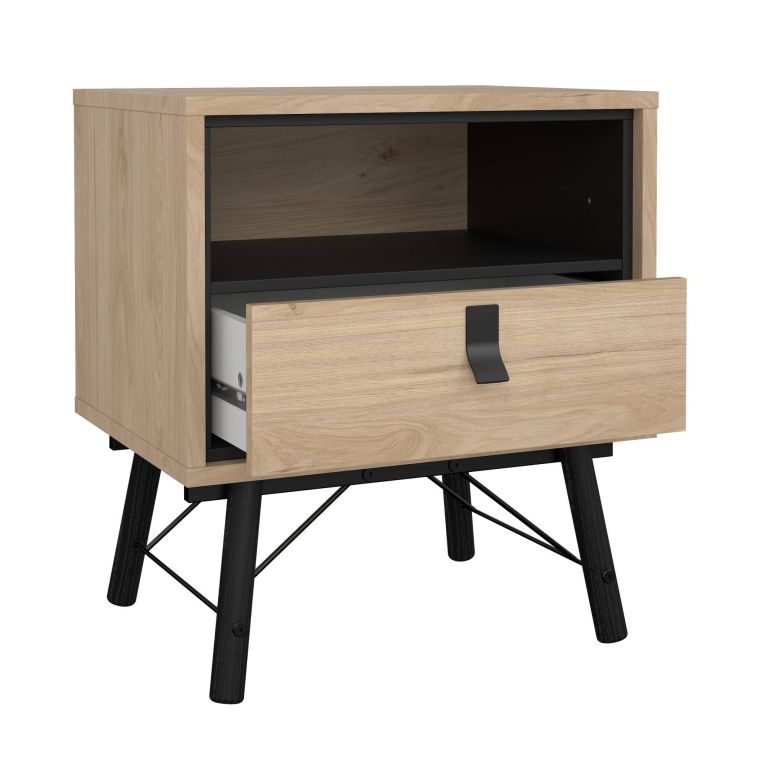 Comodino 2 ripiani rovere 53x40x59h cm - Chito
