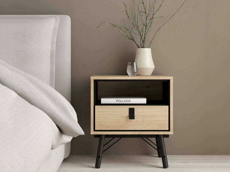 Comodino 2 ripiani rovere 53x40x59h cm - Chito